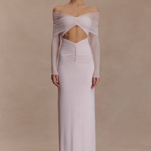 Rafaella Slinky And Mesh Maxi Dress - Pale Pink