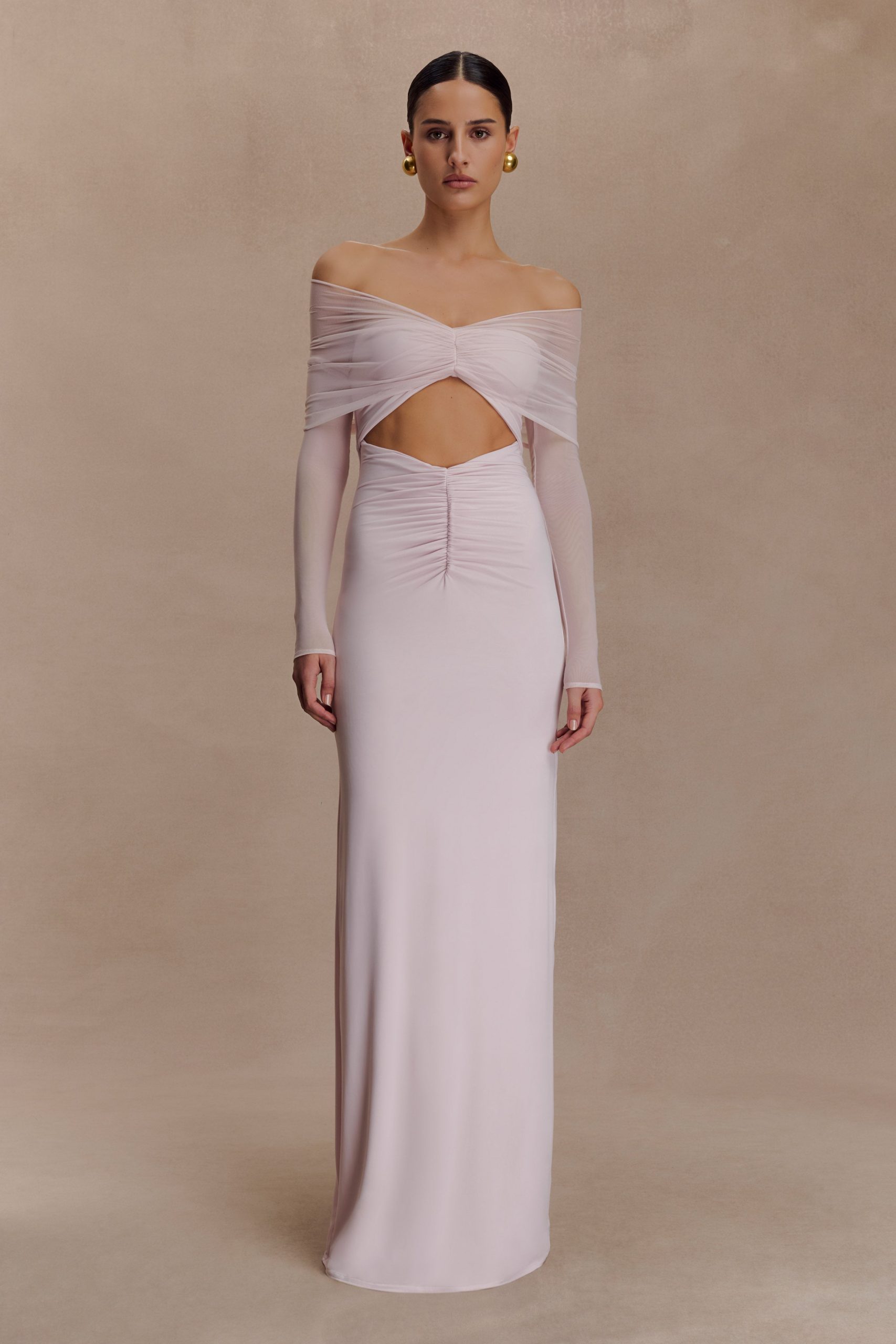 Rafaella Slinky And Mesh Maxi Dress - Pale Pink - Image 5