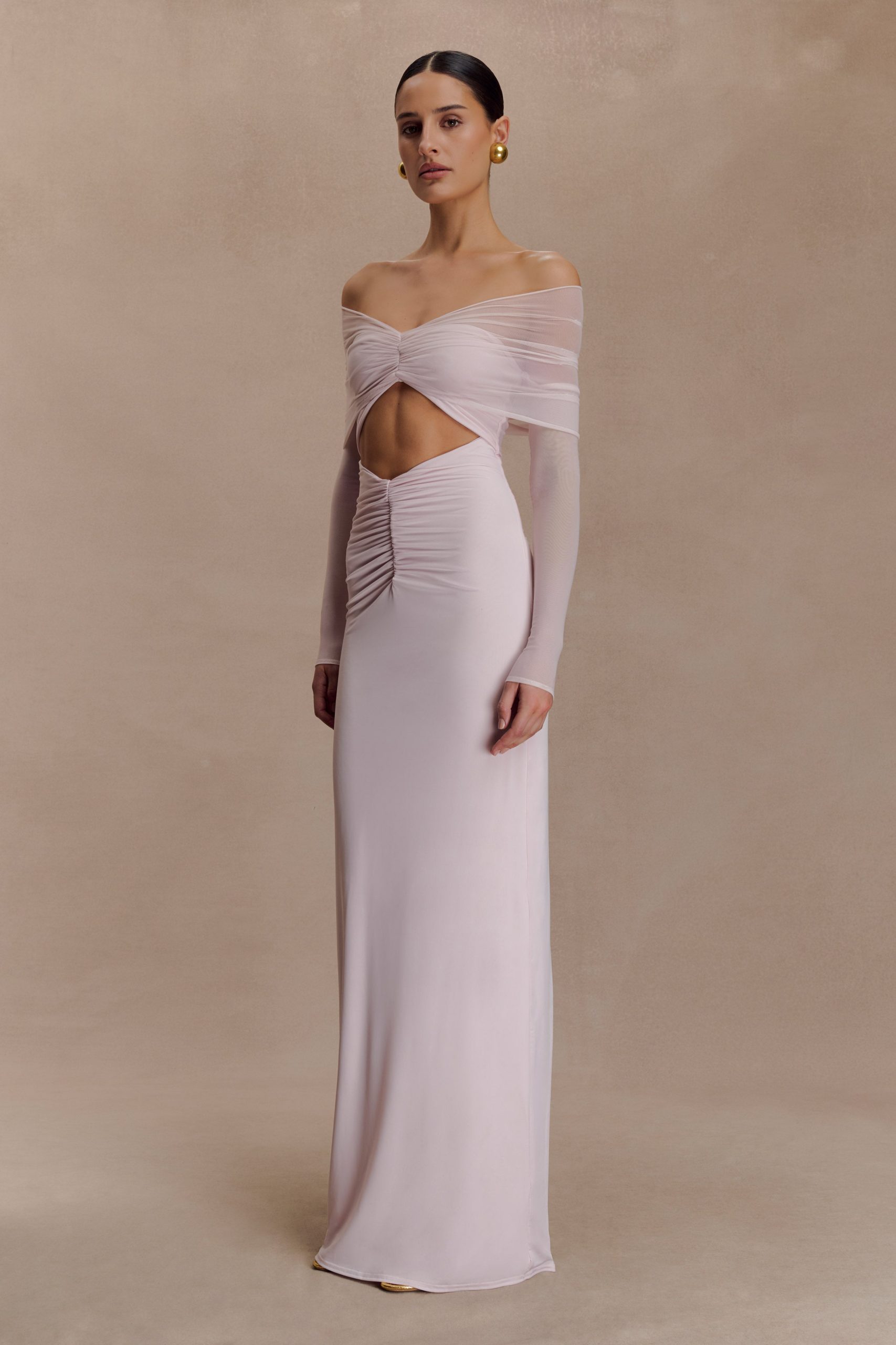 Rafaella Slinky And Mesh Maxi Dress - Pale Pink - Image 3