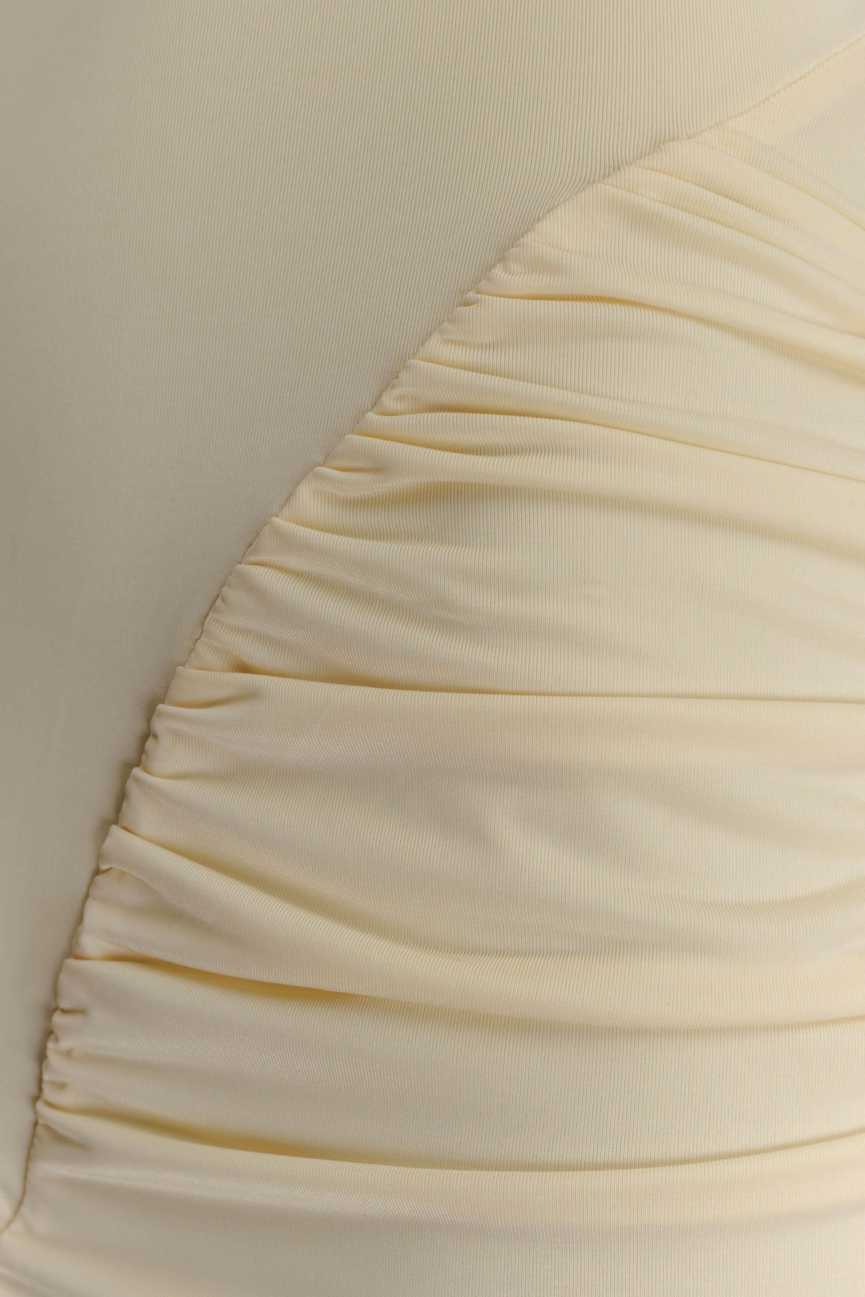 Amandine Ruched Slinky Maxi Dress - Lemon - Image 5