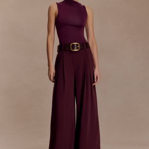 Hadleigh Sleeveless Slinky Top - Burgundy