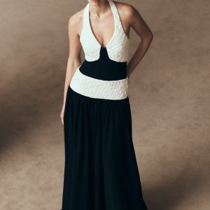 Celine Chiffon Maxi Dress - Black/White