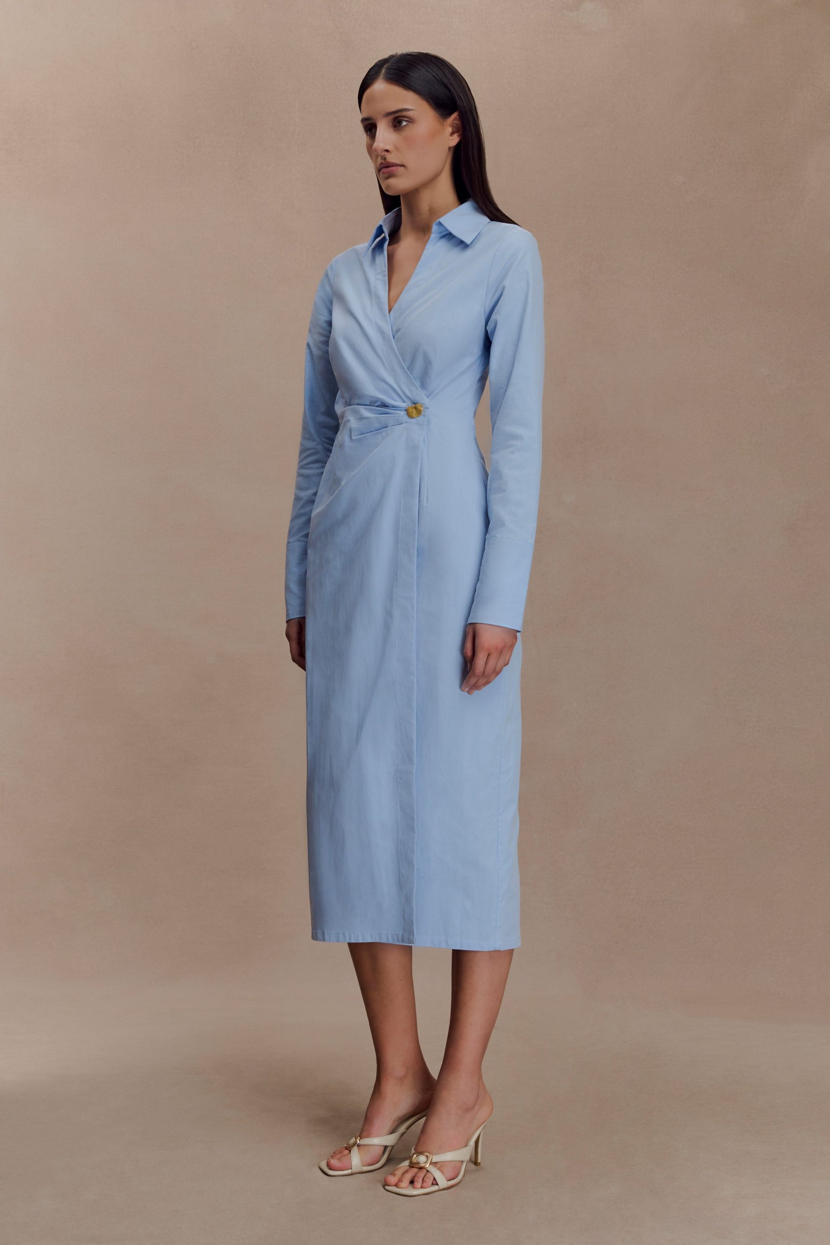 Mikaila Asymmetric Shirt Dress - Blue - Image 4