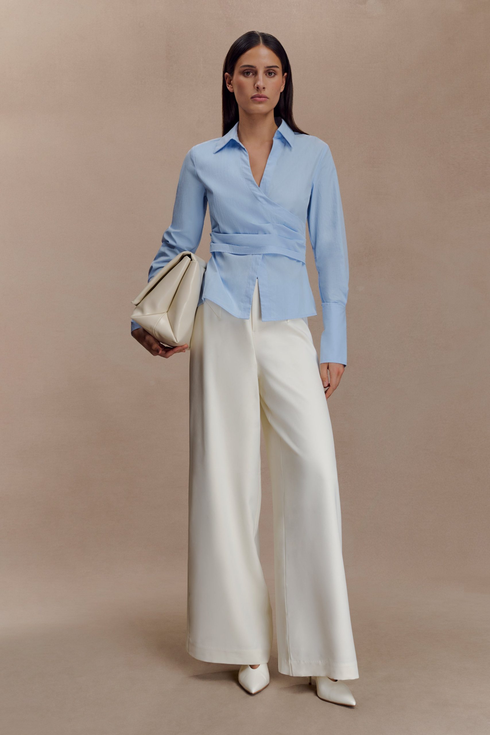 Arlo Wide Leg Suiting Trouser - Ivory - Image 4