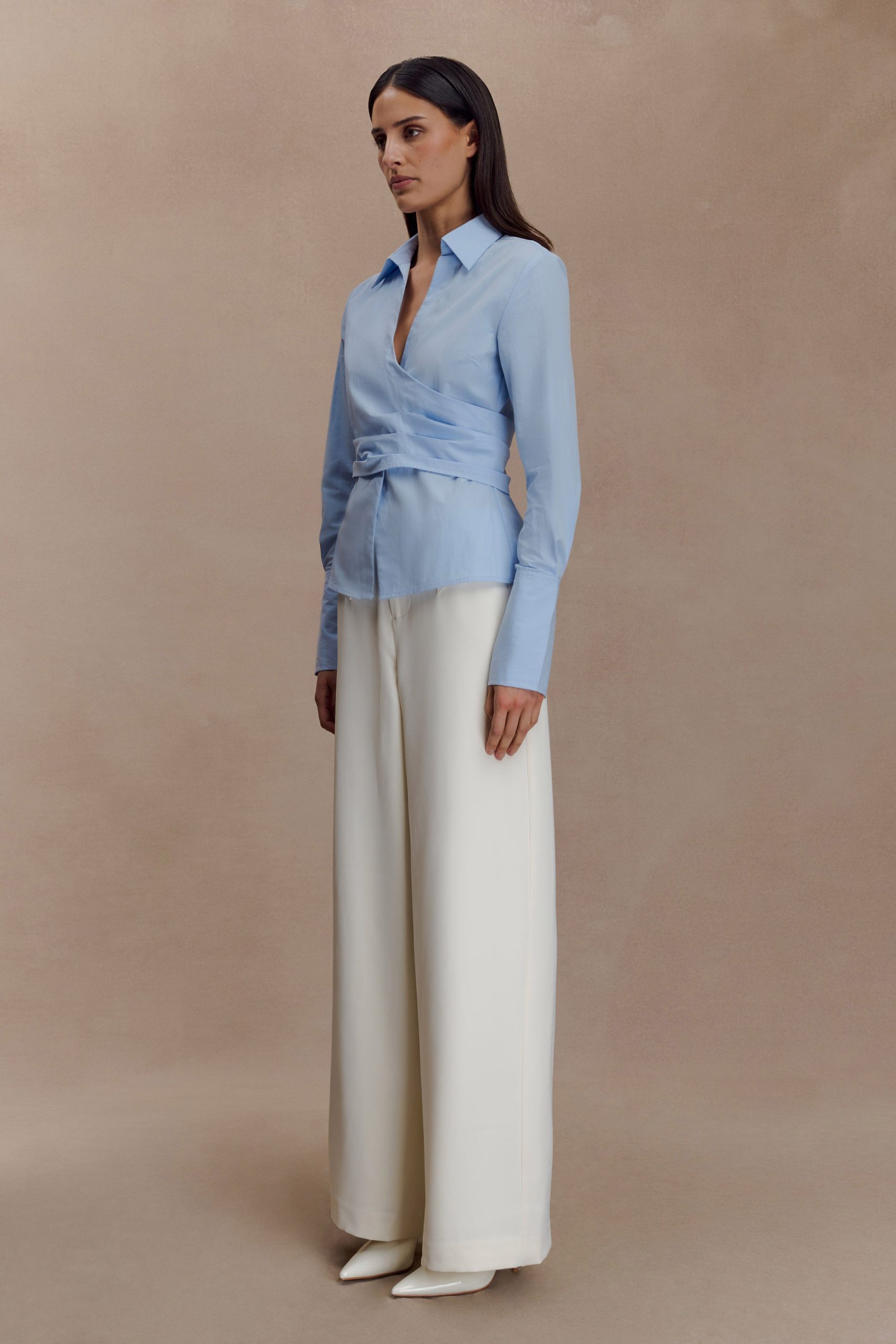 Arlo Wide Leg Suiting Trouser - Ivory - Image 6