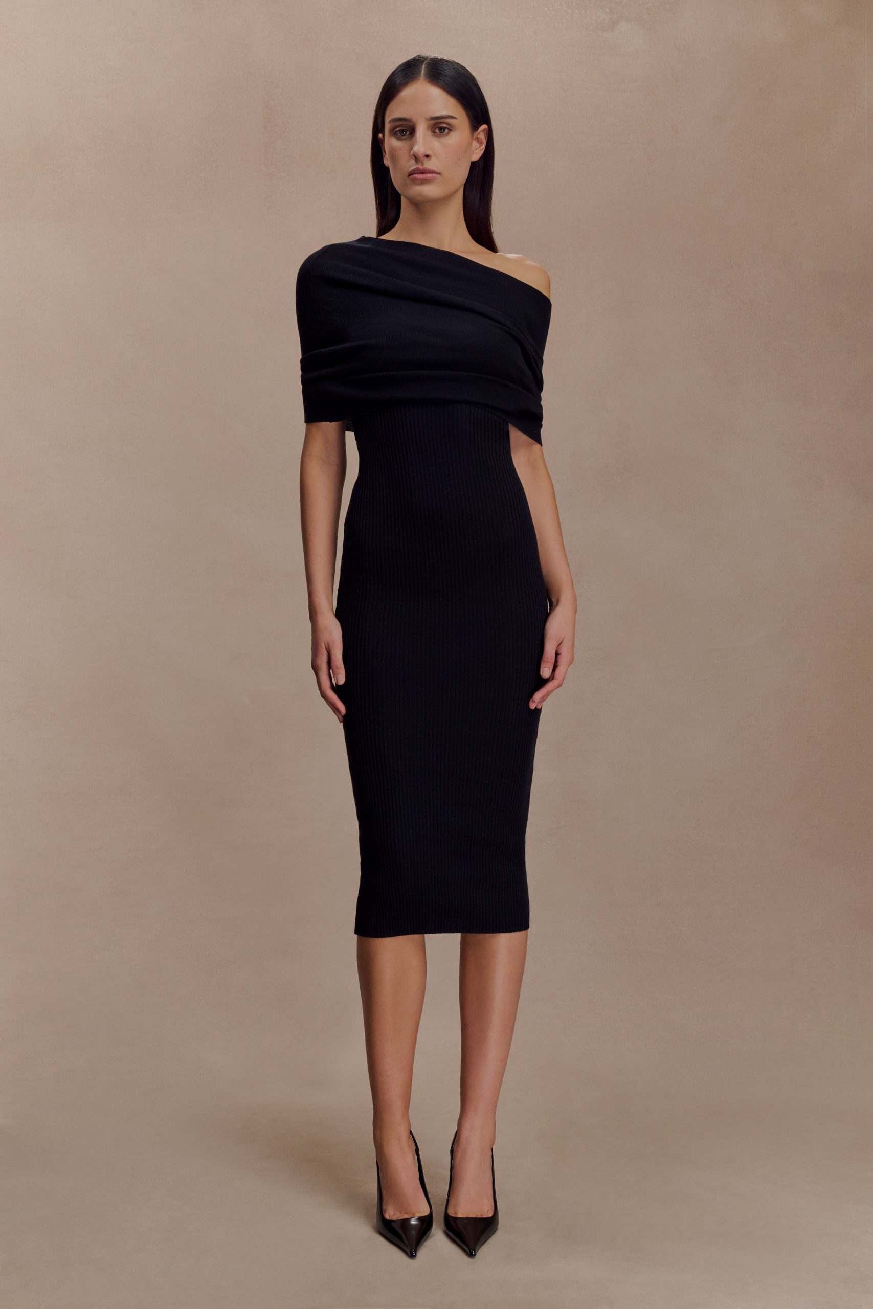 Zandie Cashmere Blend Knit Midi Dress - Black - Image 5