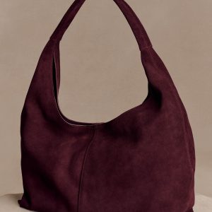 Hazel Slouchy Suede Bag - Burgundy