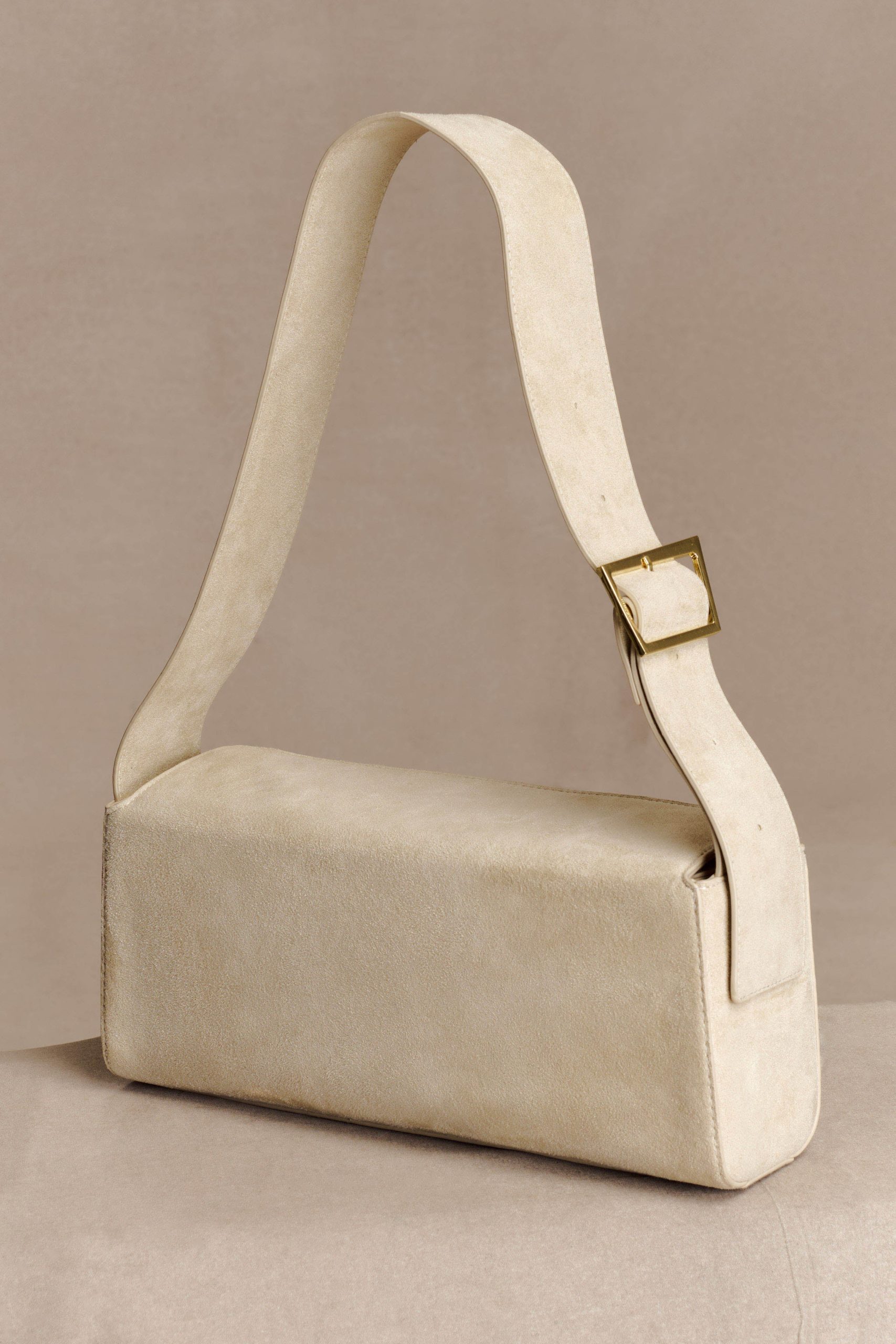 Maria Faux Suede Shoulder Bag - Stone - Image 4