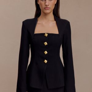 Christel Suiting Fitted Blazer - Black