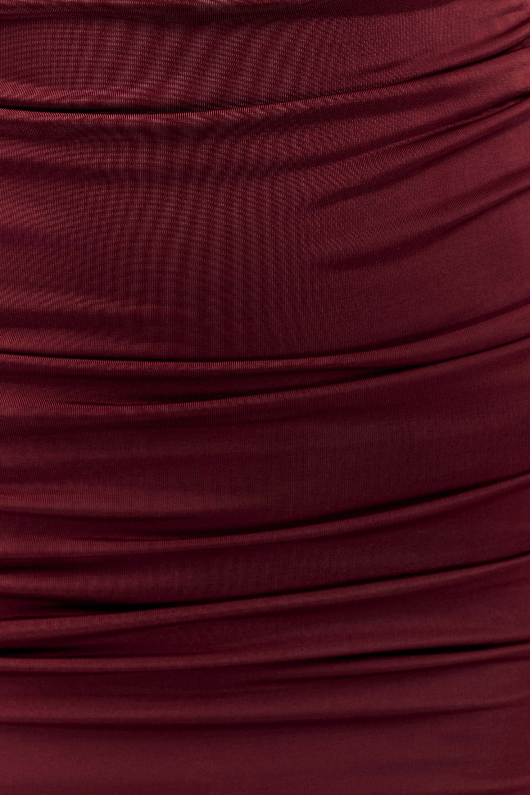 Hayden Long Sleeve Plunge Mini Dress - Burgundy - Image 7