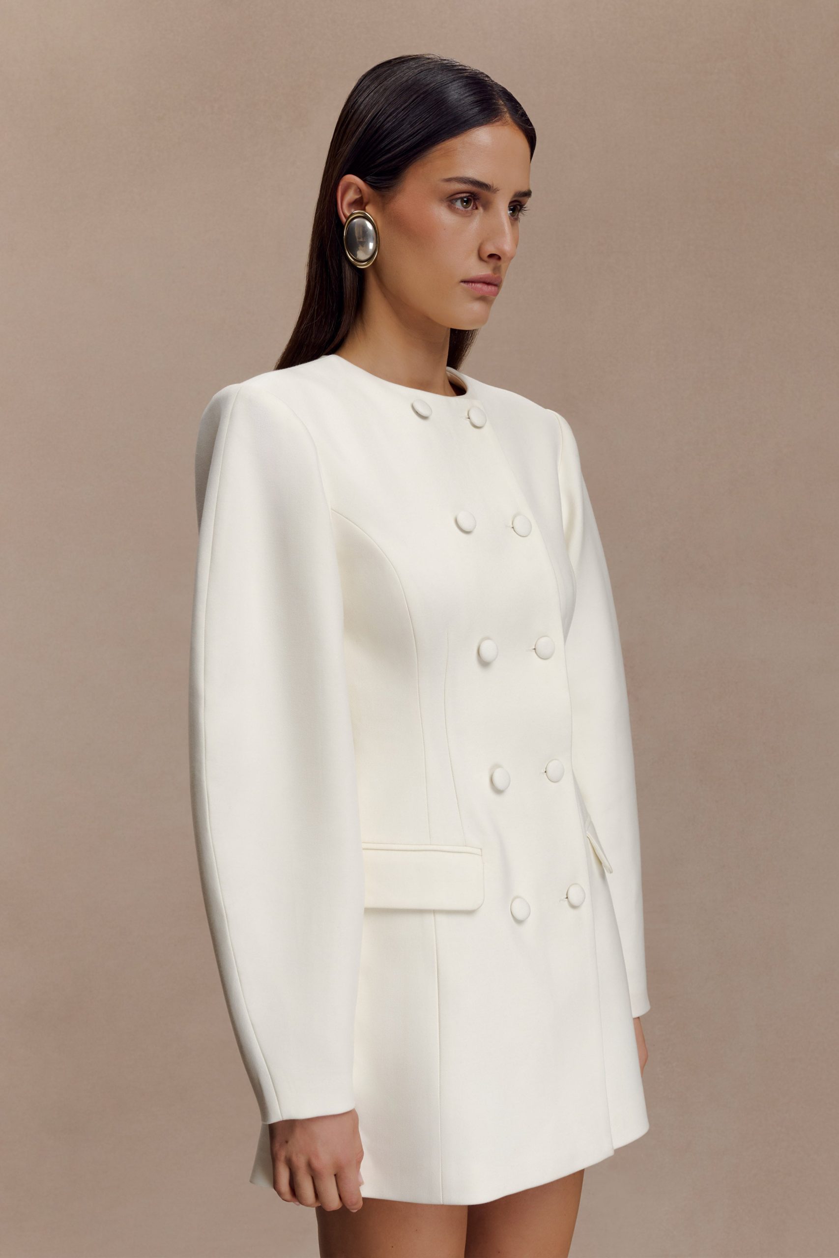 Beatrice Blazer Mini Dress - Ivory - Image 2
