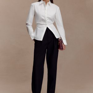 Olie Barrel Leg Suiting Pants - Black
