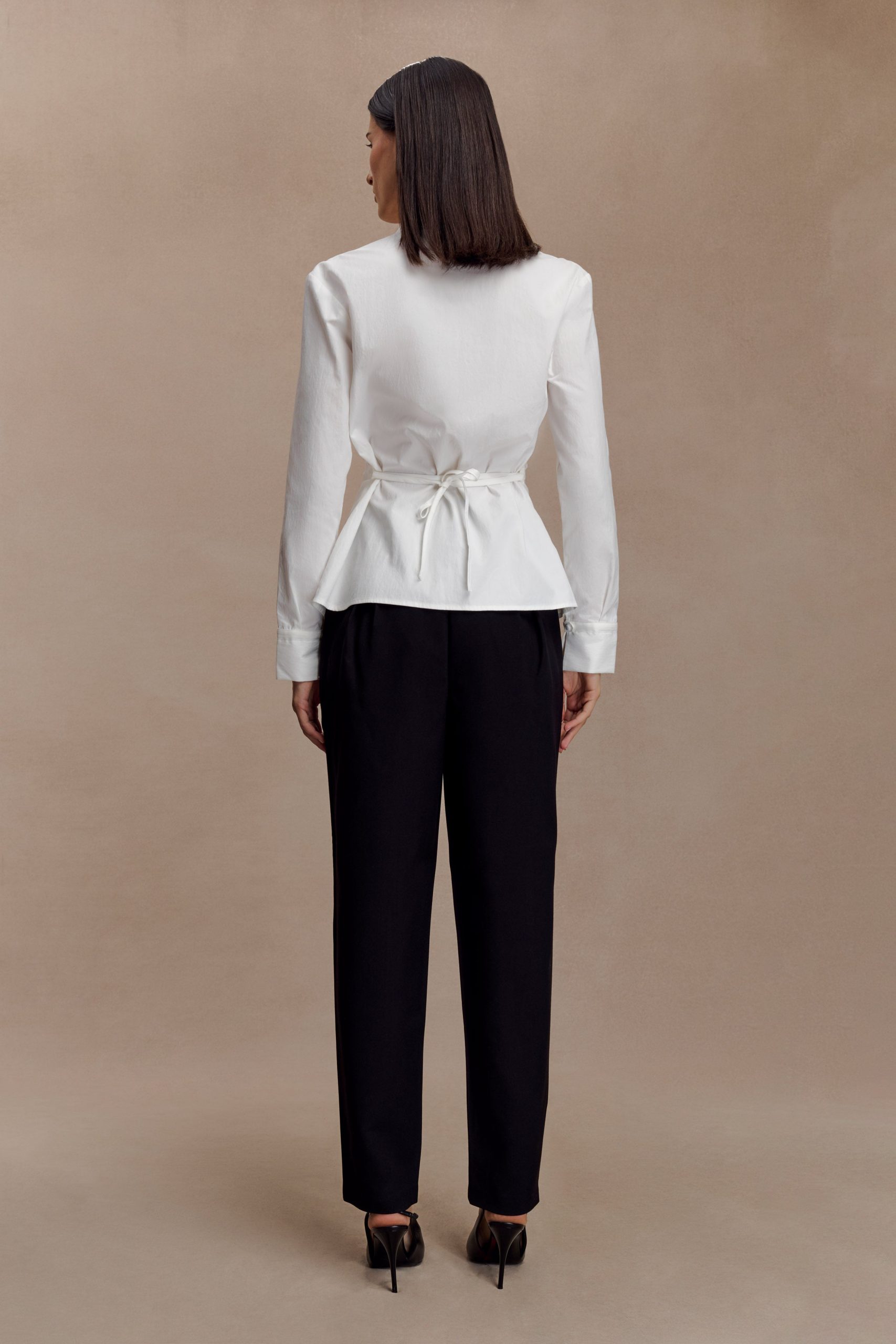 Millie Tie Back Cotton Shirt - White - Image 6