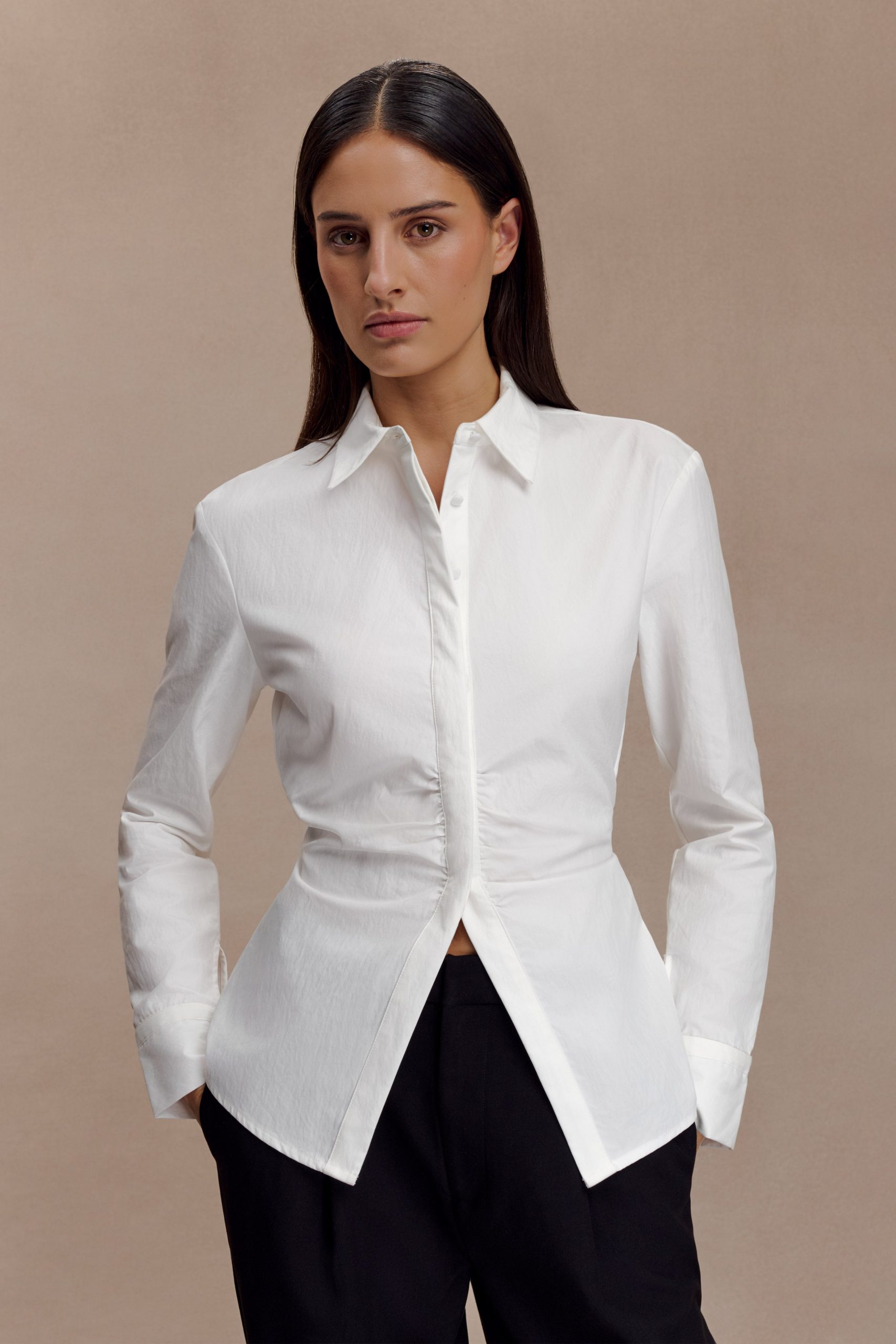 Millie Tie Back Cotton Shirt - White - Image 2