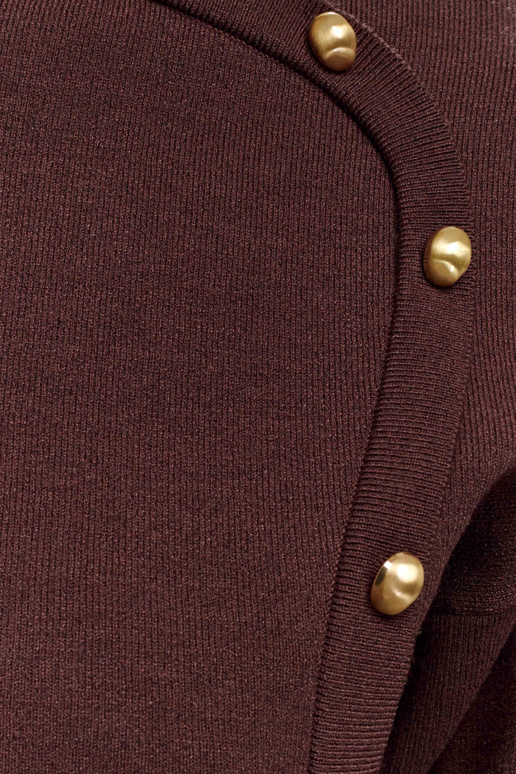 Mertyle Aysmetrical Knit Jumper - Deep Chocolate - Image 7