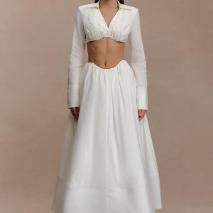 Greta Gathered Maxi Skirt - White