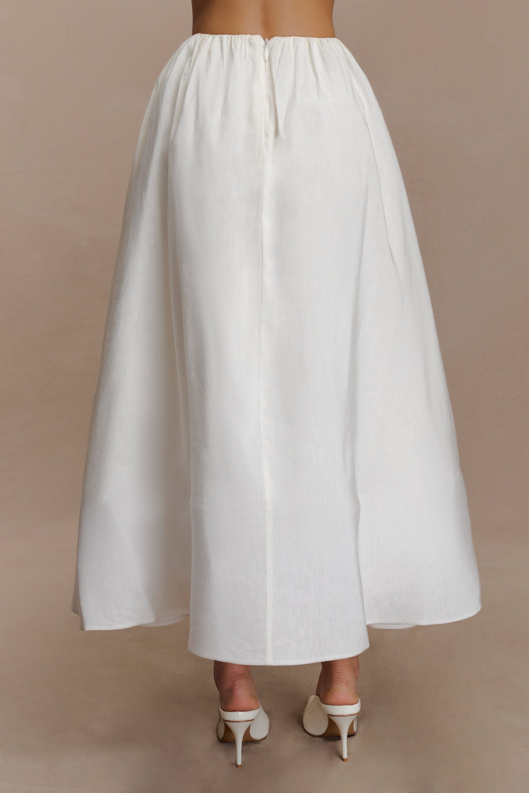 Greta Gathered Maxi Skirt - White - Image 7