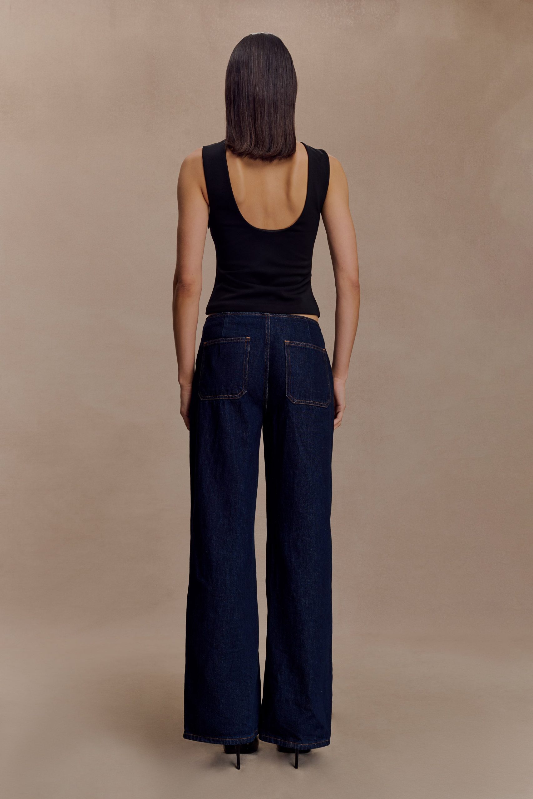 Kyra Open Back Scuba Crepe Top - Black - Image 7