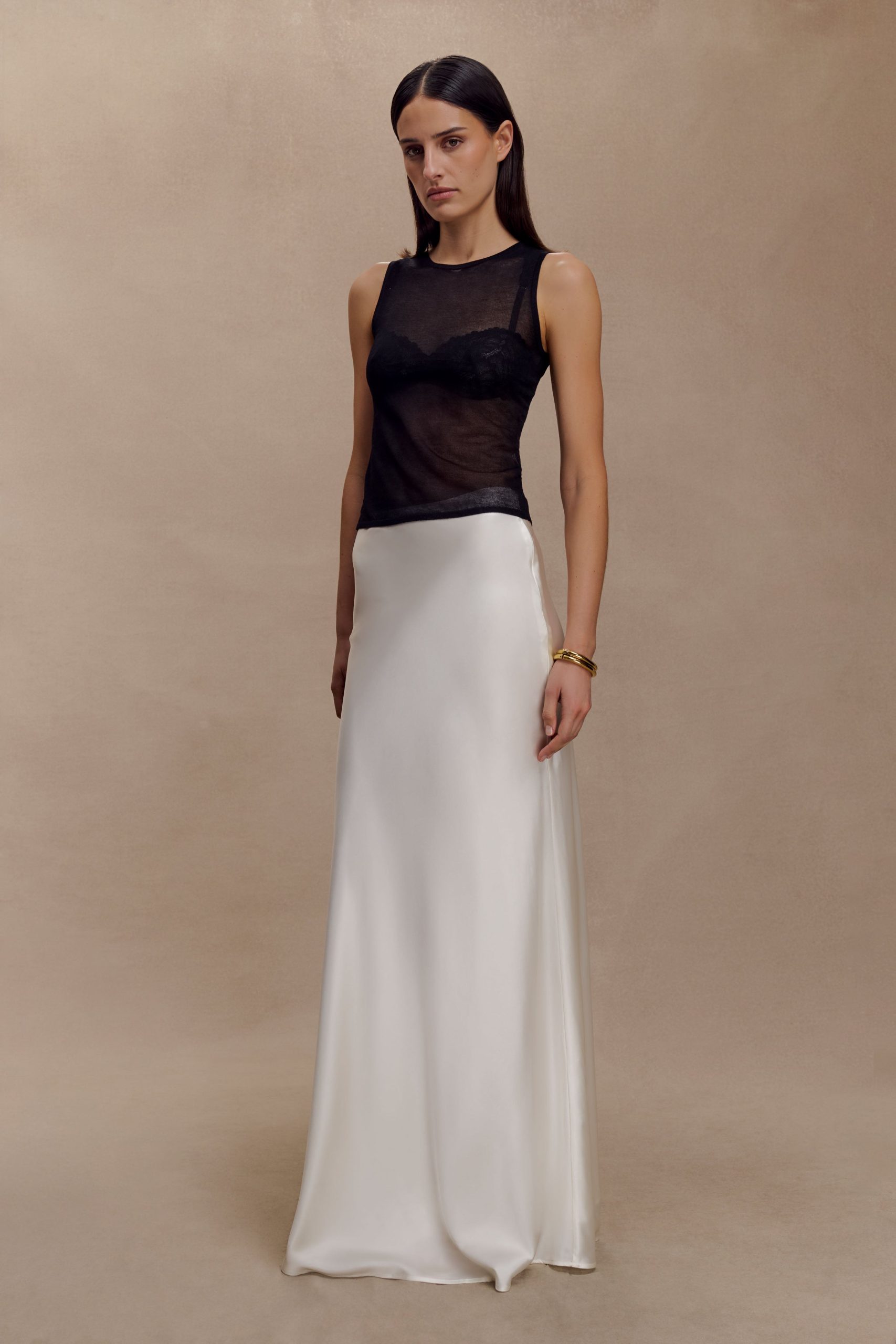 Sabrina Silk Blend Maxi Skirt - Ivory - Image 5