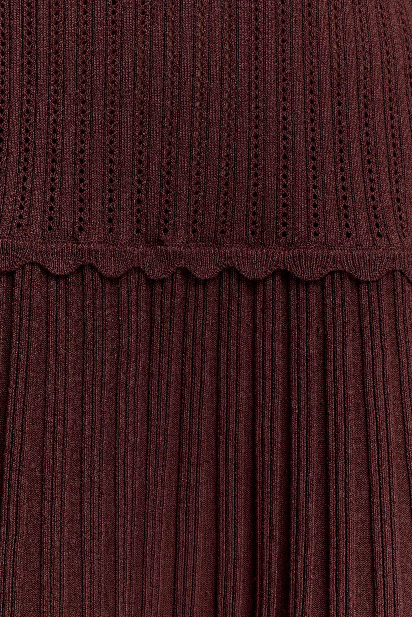Adena Pointelle Knit Mini Dress - Chocolate - Image 8