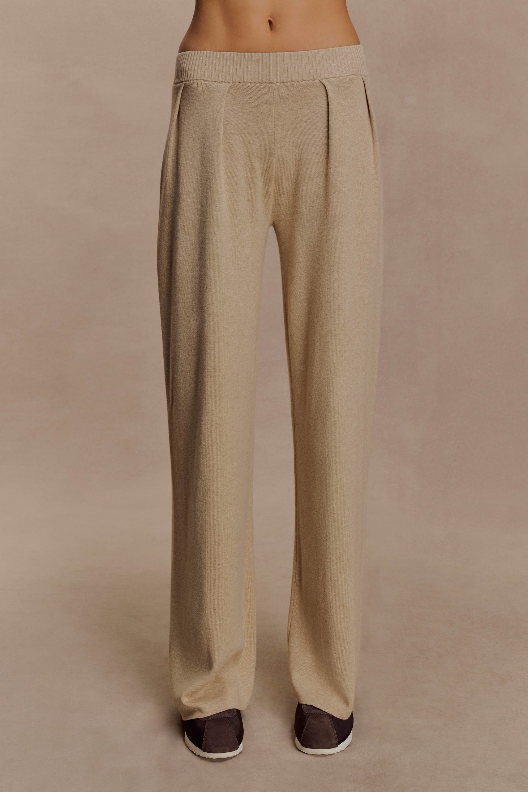 Frannie Gathered Silk Blend Knit Pants - Sand - Image 9