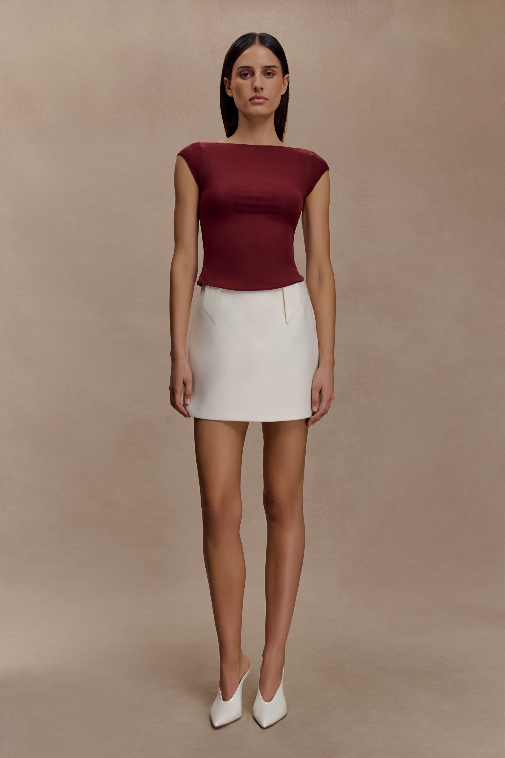Romana Short Sleeve Mesh Top - Burgundy - Image 7