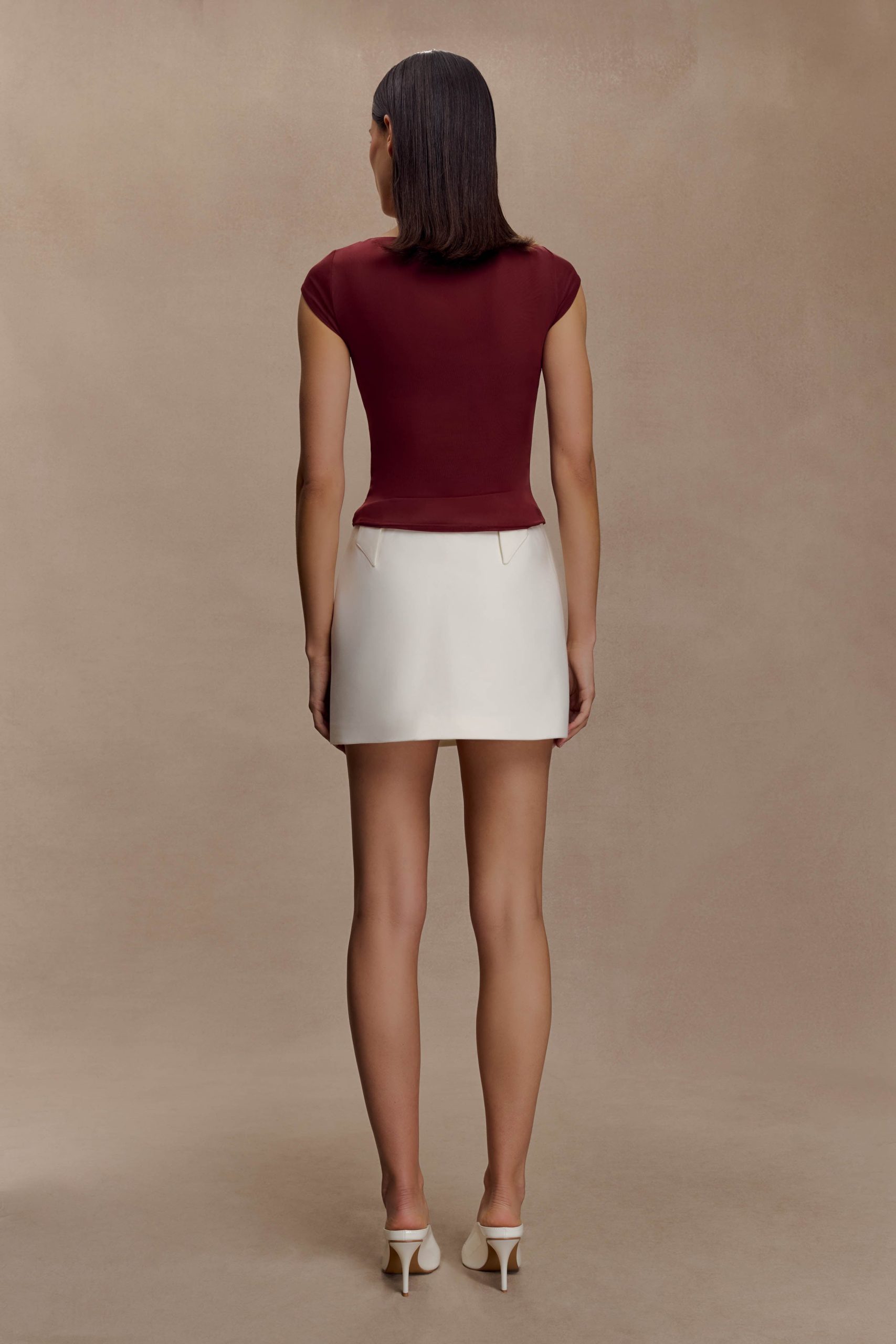 Romana Short Sleeve Mesh Top - Burgundy - Image 5