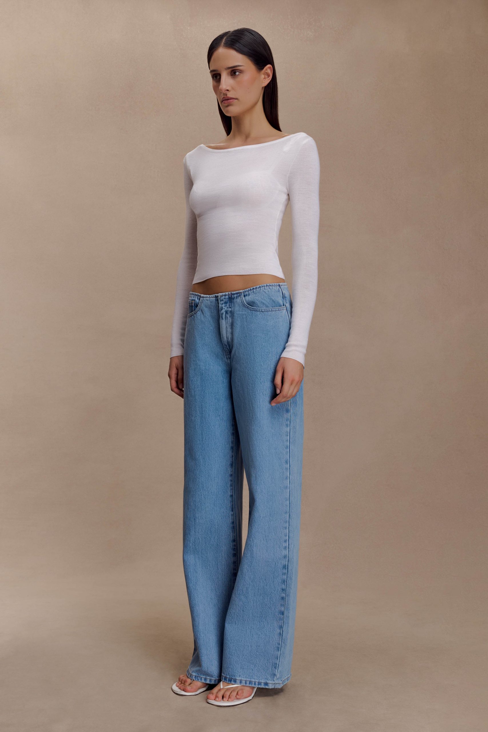 Paedyn Merino Wool Ribbed Long Sleeve Top - Ivory - Image 7