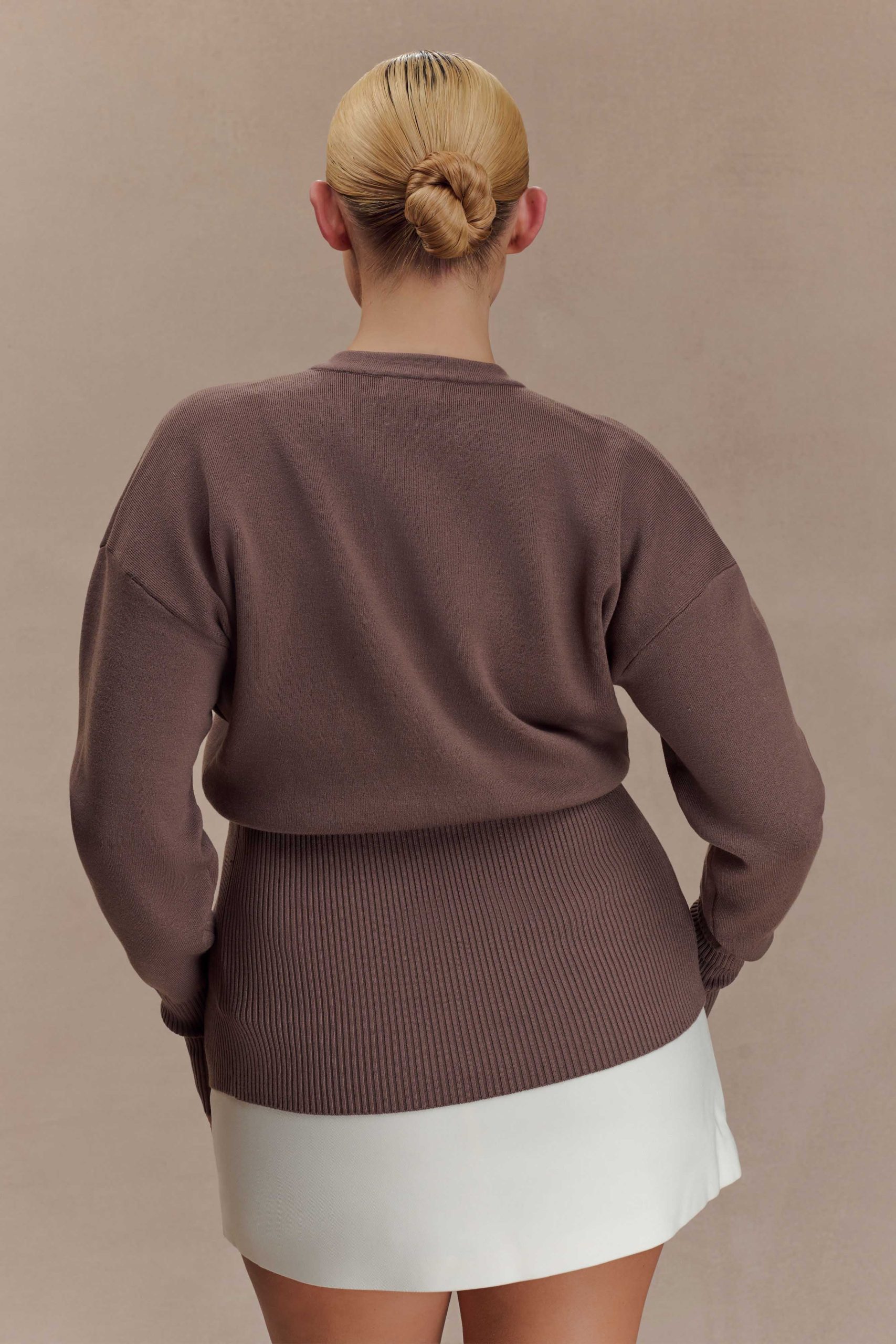 Amanda Statement Button Knit Cardigan - Cacao Brown - Image 5