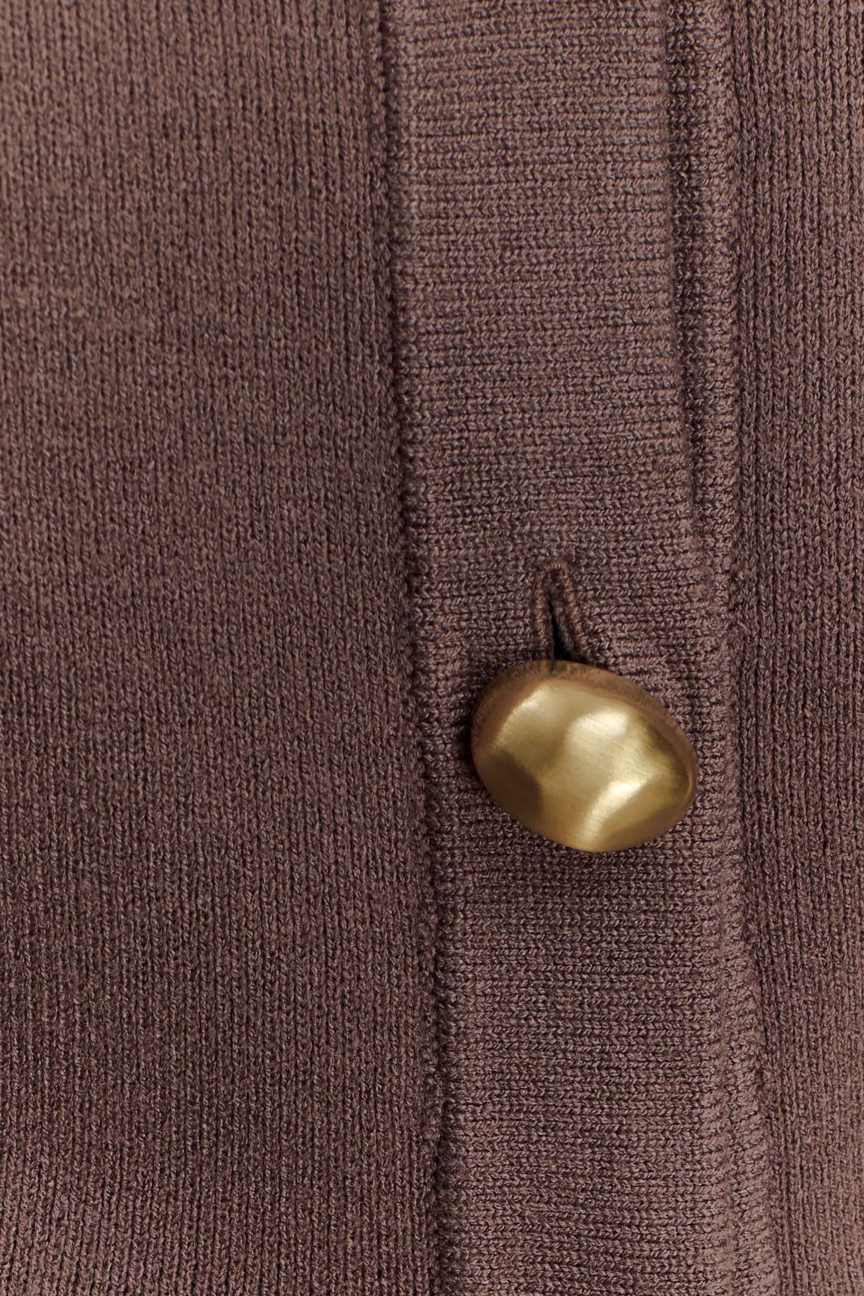 Amanda Statement Button Knit Cardigan - Cacao Brown - Image 8