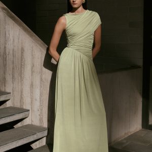 Ayeshya Slinky Asymmetric Maxi Dress - Sage