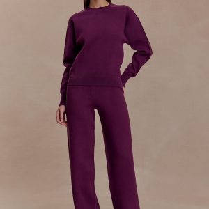 Lauren Knit Trouser - Plum