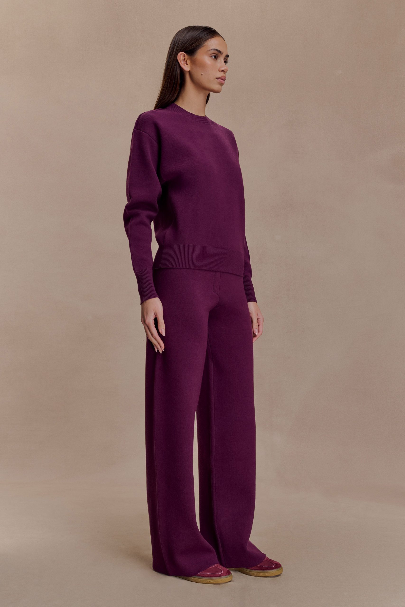 Lauren Knit Trouser - Plum - Image 3