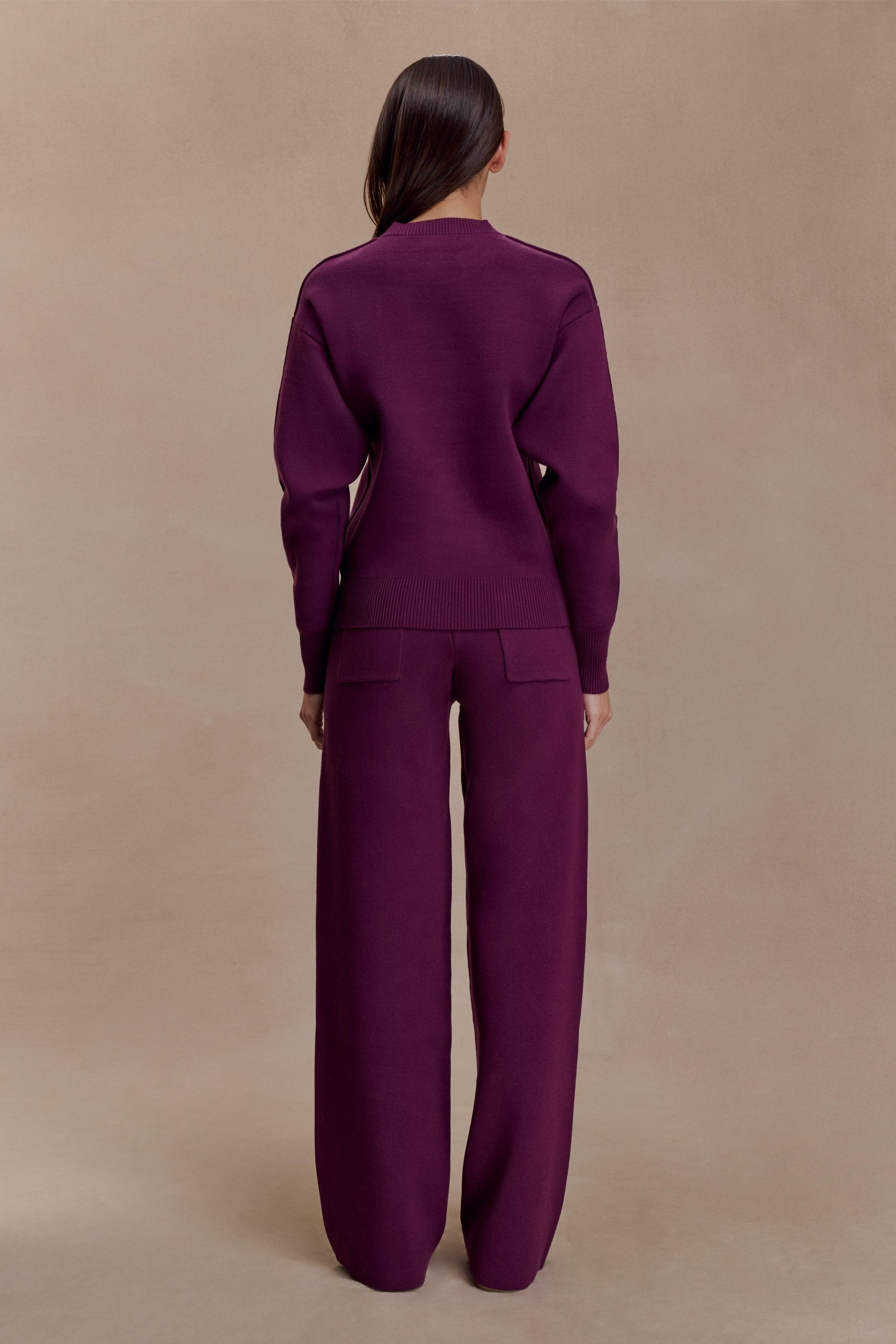 Lauren Knit Trouser - Plum - Image 2