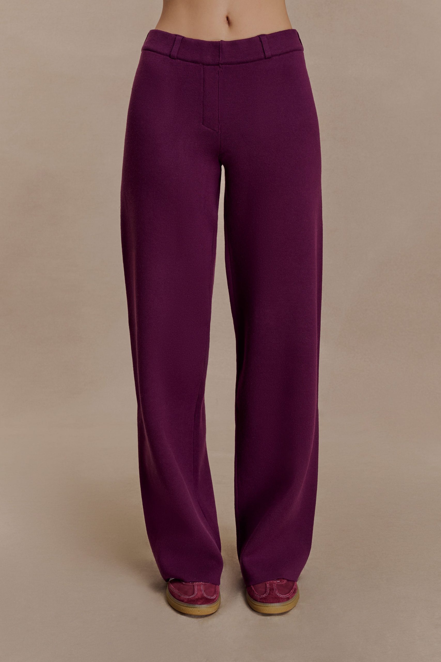 Lauren Knit Trouser - Plum - Image 7