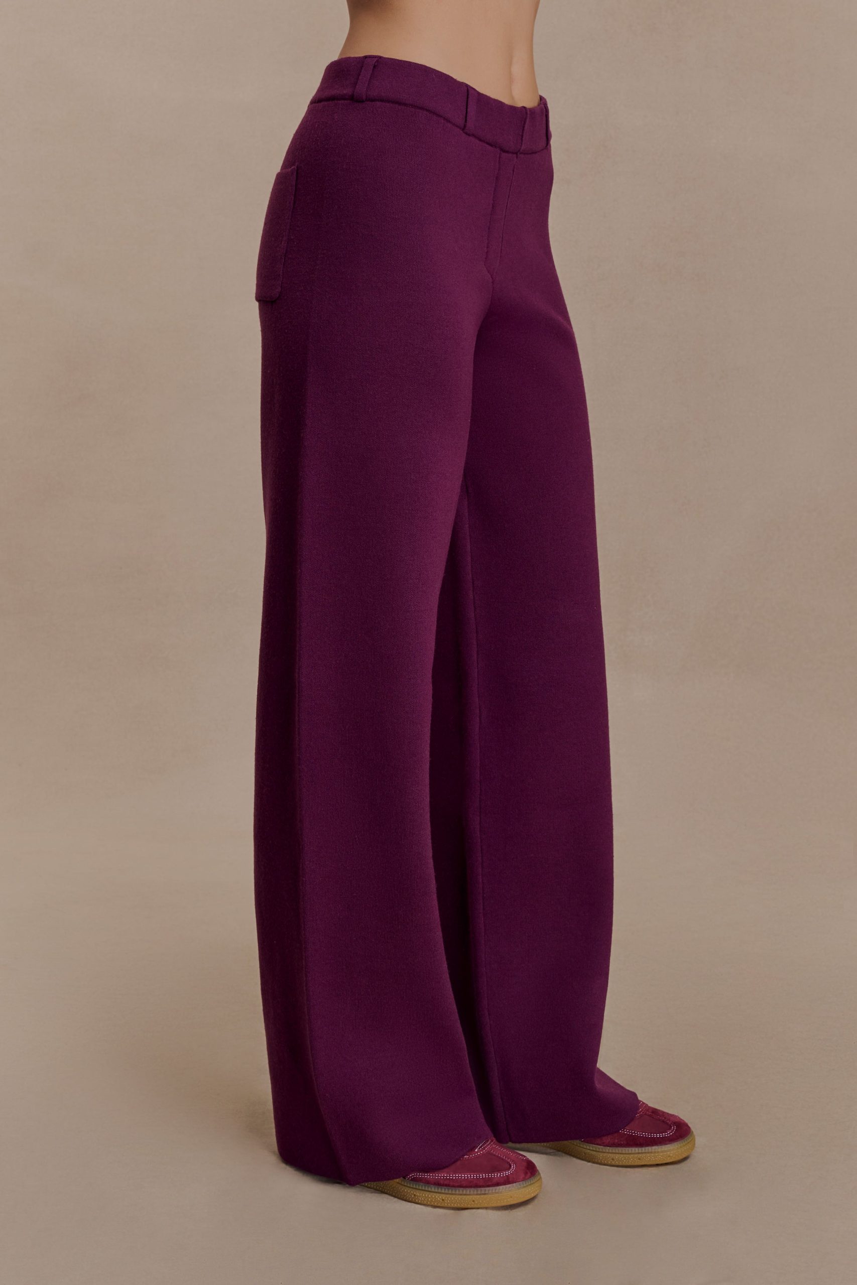 Lauren Knit Trouser - Plum - Image 4