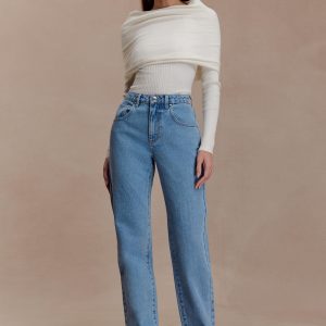 Kirralee Straight Leg Cuffed Jeans - Classic Blue