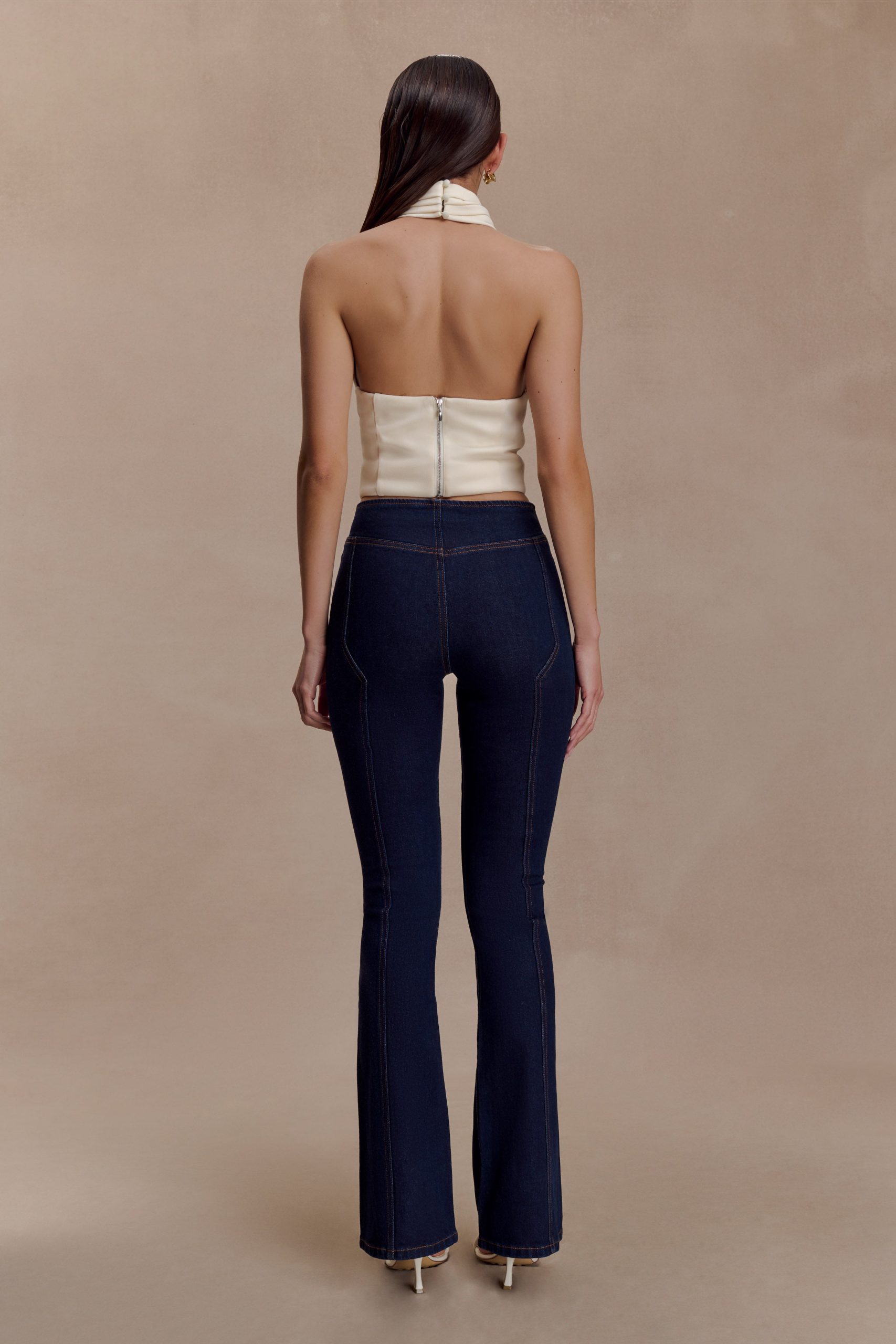 Clio Paneled Flare Jeans - Indigo Blue - Image 3