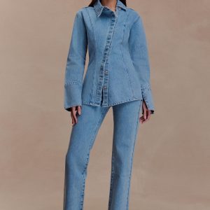 Janine High Waisted Straight Leg Jeans - Classic Blue