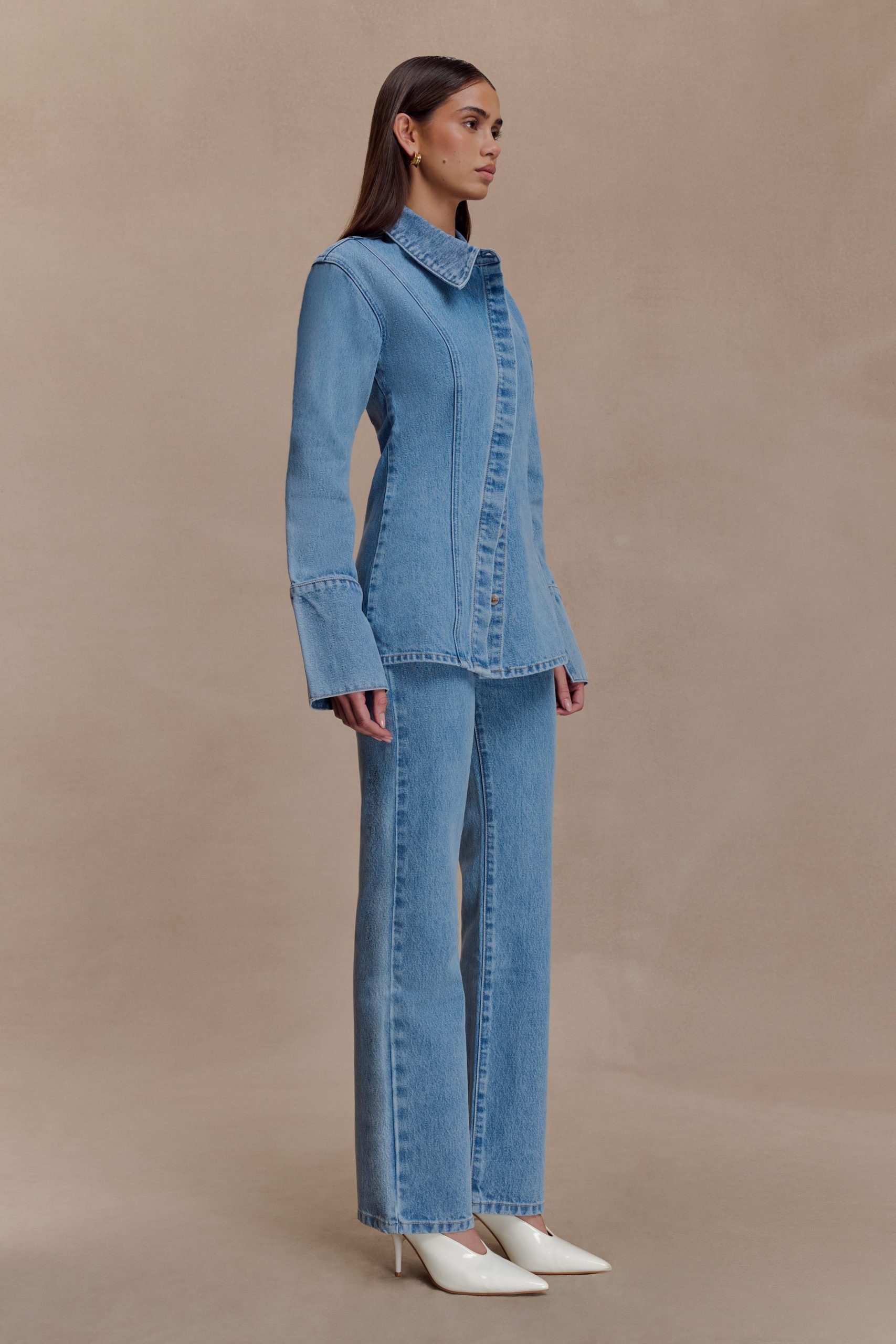 Janine High Waisted Straight Leg Jeans - Classic Blue - Image 3