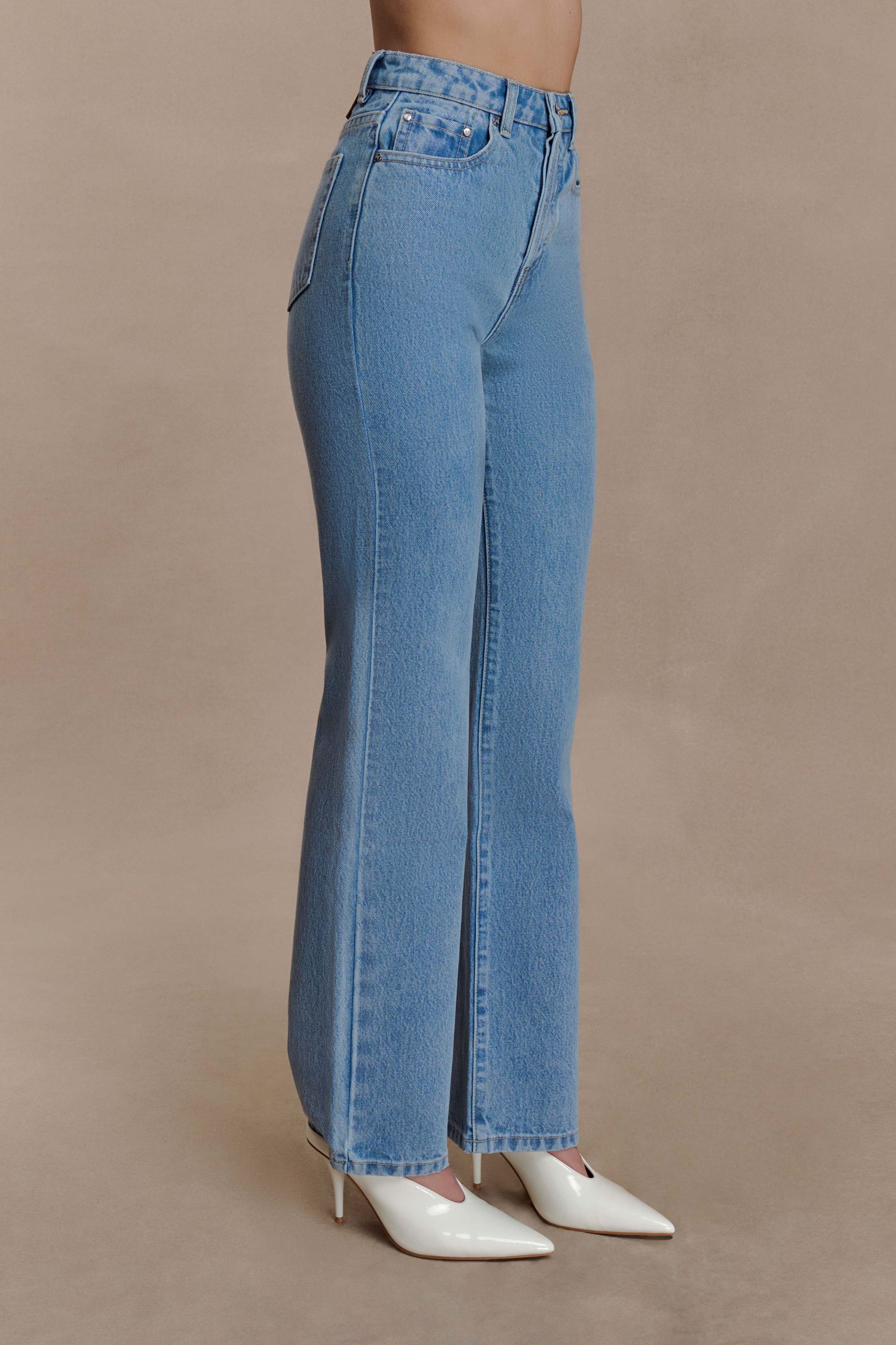 Janine High Waisted Straight Leg Jeans - Classic Blue - Image 6