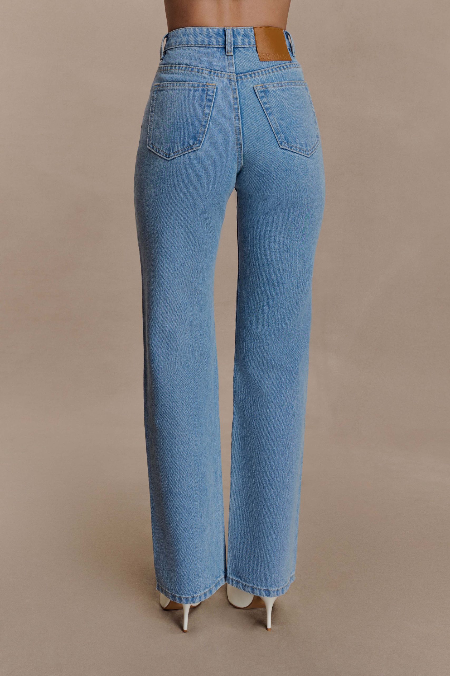 Janine High Waisted Straight Leg Jeans - Classic Blue - Image 5