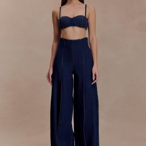 Belle Denim Cropped Bralette - Indigo Blue