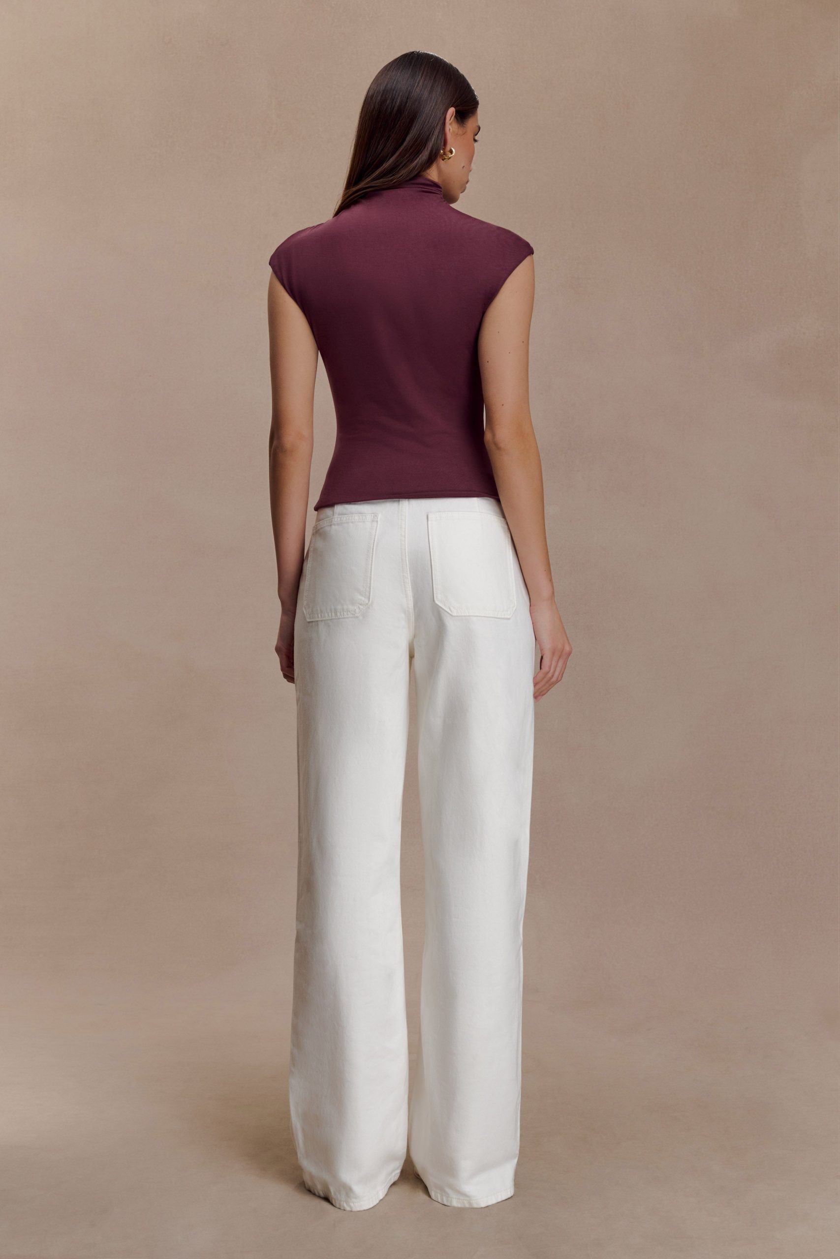 Freesia High Neck Sleeveless Top - Mahogany - Image 4