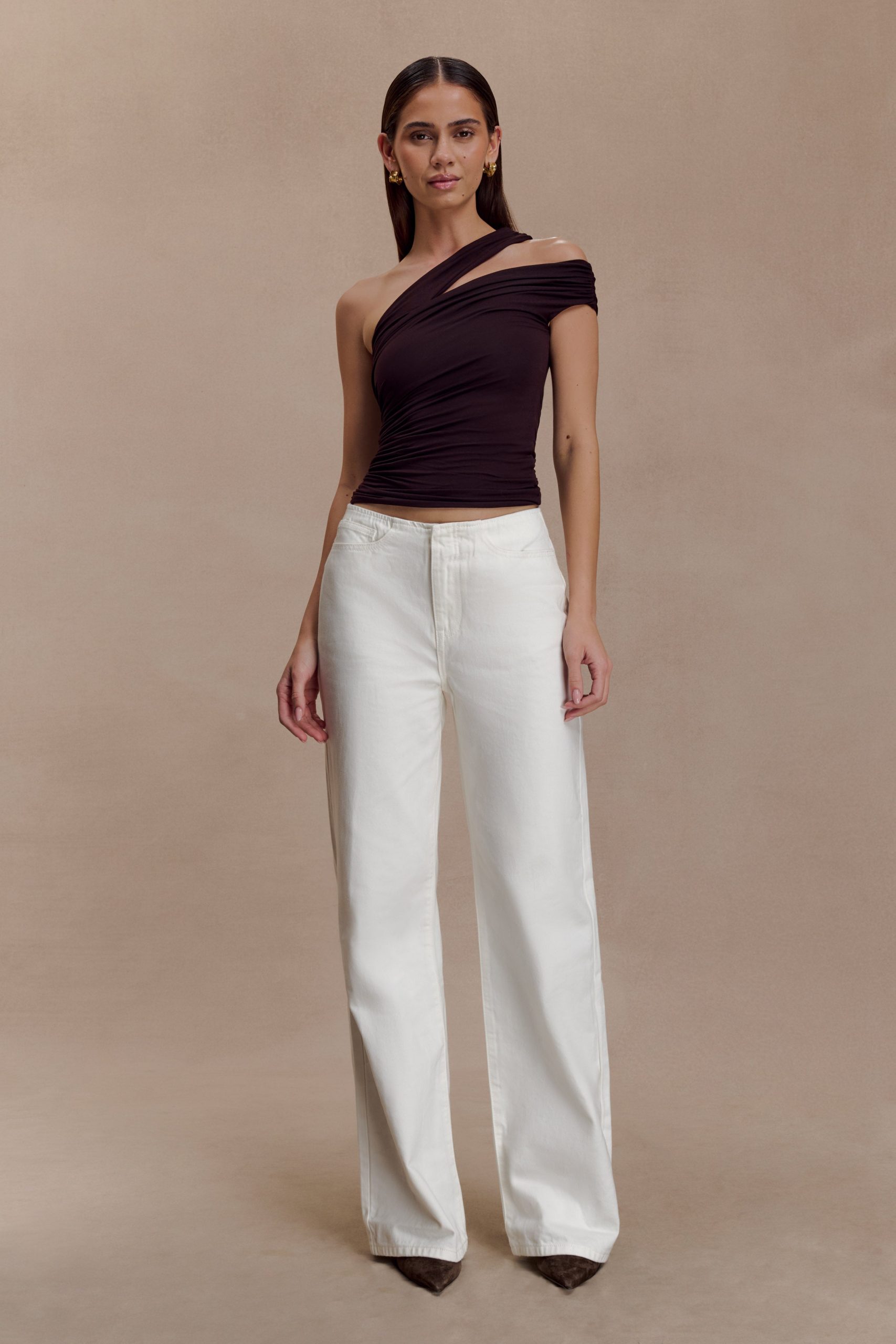 Anna One Shoulder Modal Top - Cacao Brown - Image 6