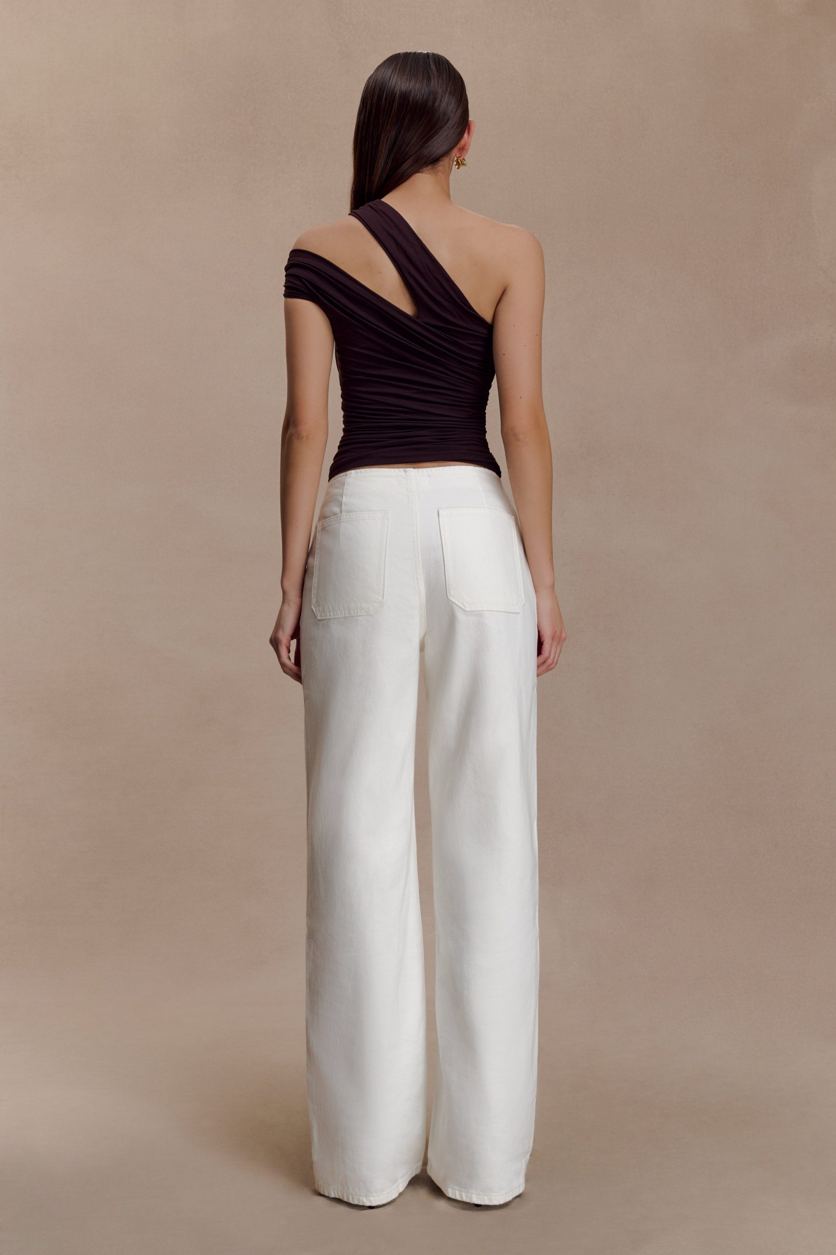 Anna One Shoulder Modal Top - Cacao Brown - Image 4