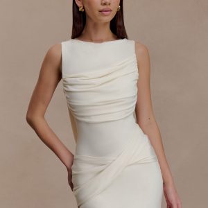 Henley Slinky Drape Mini Dress - Ivory