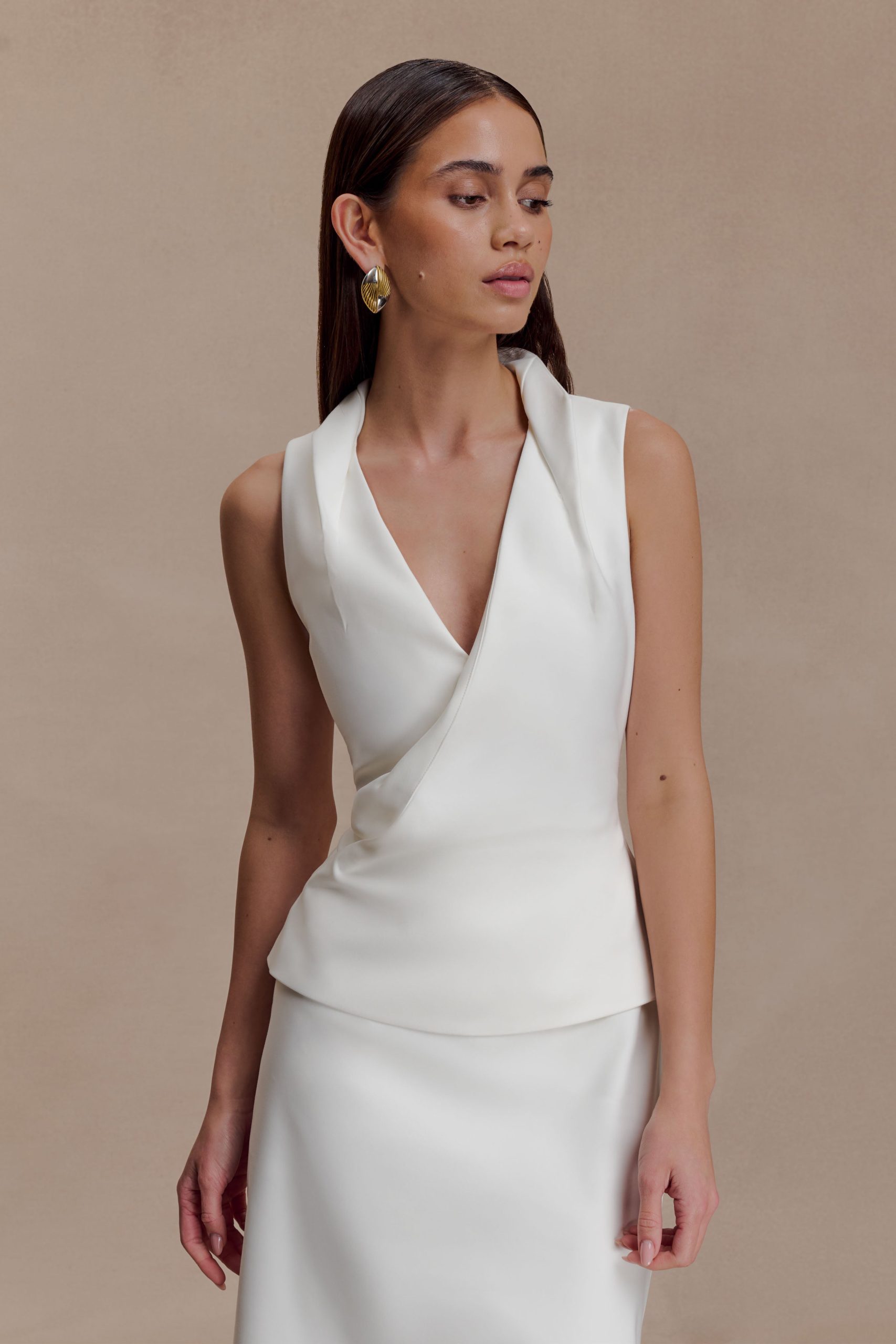 Yanina Cotton Halter Midi Dress - White - Image 6