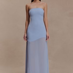 Mason Crepe And Chiffon Maxi Dress - Powder Blue