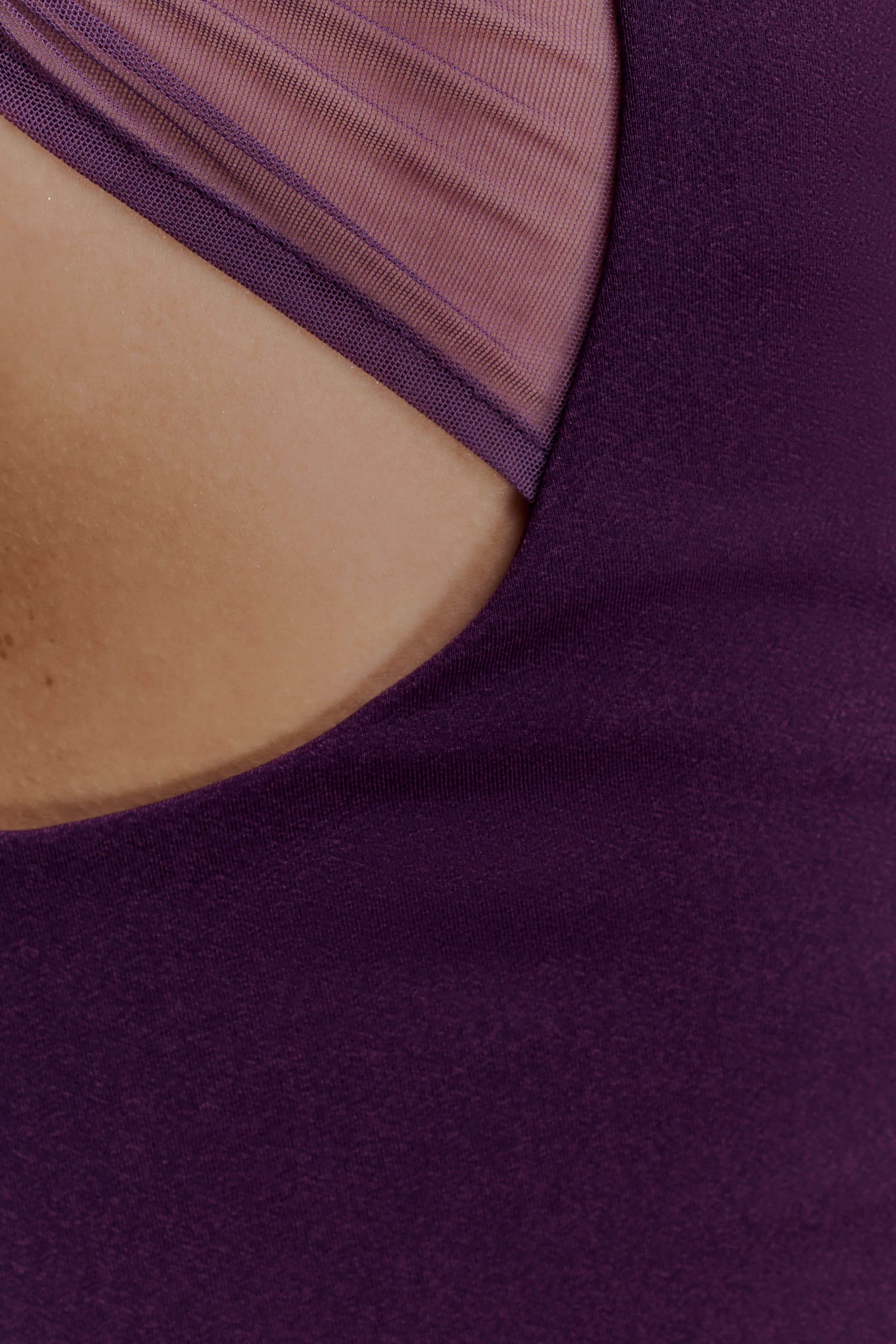 Aubree Crepe And Mesh Mini Dress - Purple - Image 4